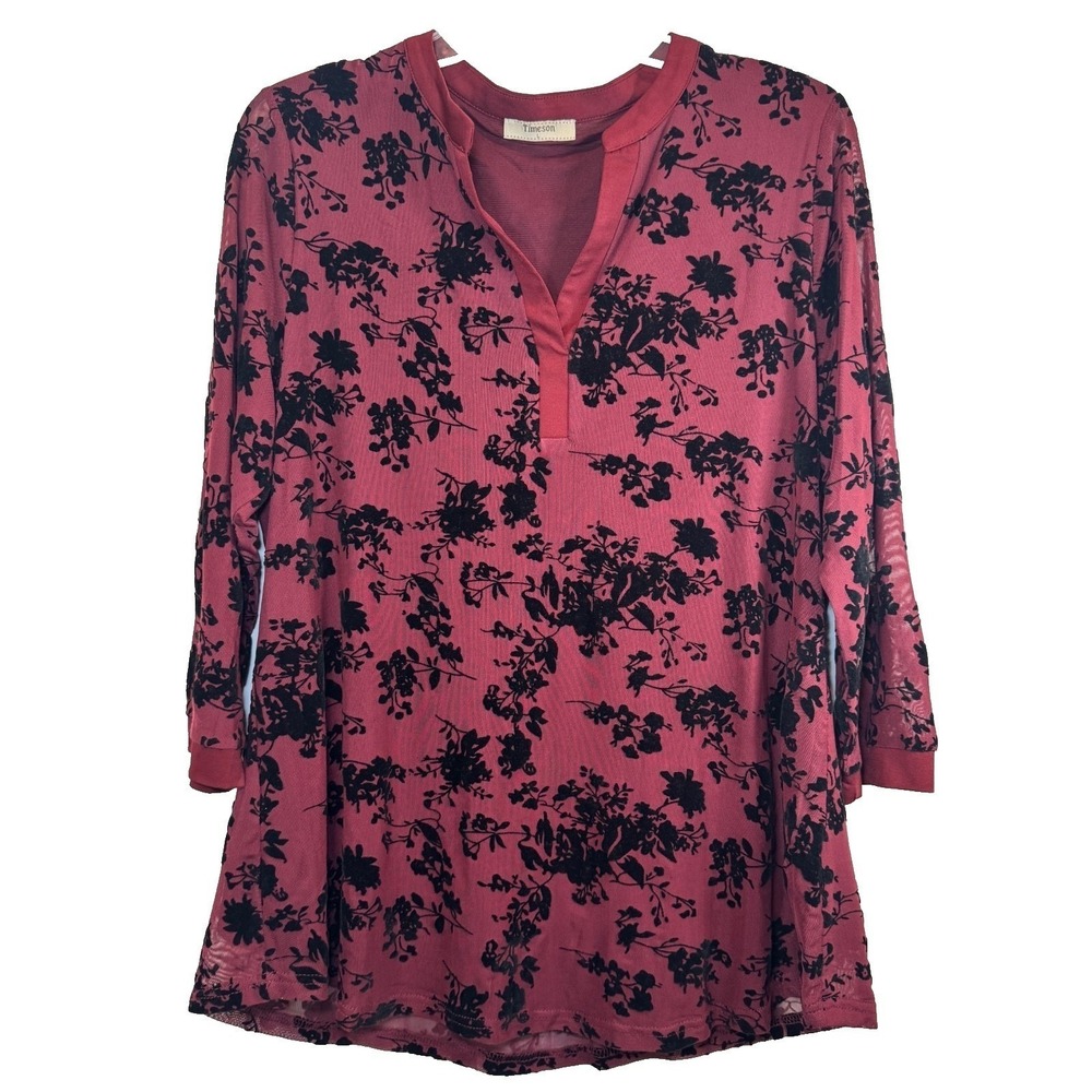 Timeson Dark Velvet Burnout Large Top Womens Whimsigoth Fairy Grunge Boho Grunge